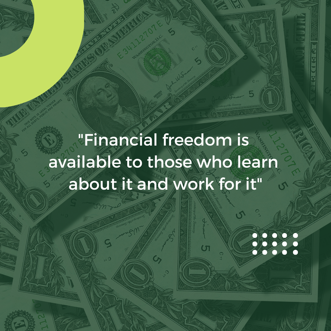 Green and White Modern Financial Freedom Quotes Instagram Post